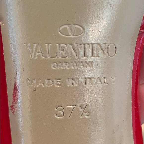 Valentino Red Patent Peep Shoes - Picture 3 of 5